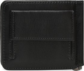 Чорний чоловічий зажим для купюр з натуральної шкіри на магнітах Ricco Grande (60063)