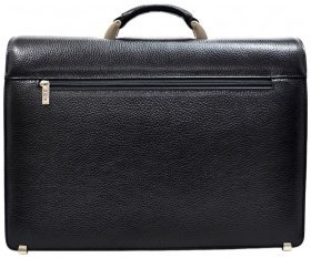 Шкіряний чоловічий портфель чорного кольору з відкидним клапаном Desisan 81263