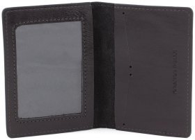 Кожаная обложка для военного билета в черном цвете с надписью ЗСУ в виде герба Украины - Grande Pelle (13114)