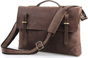 Якісний чоловічий портфель коричневого кольору в вінтажному стилі VINTAGE STYLE (14441)