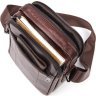Чоловіча сумка-барсетка темно-коричневого кольору з натуральної шкіри на два відділи Vintage (20829) - 5
