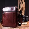 Мужская сумка-барсетка темно-коричневого цвета из натуральной кожи на два отдела Vintage (20829) - 8