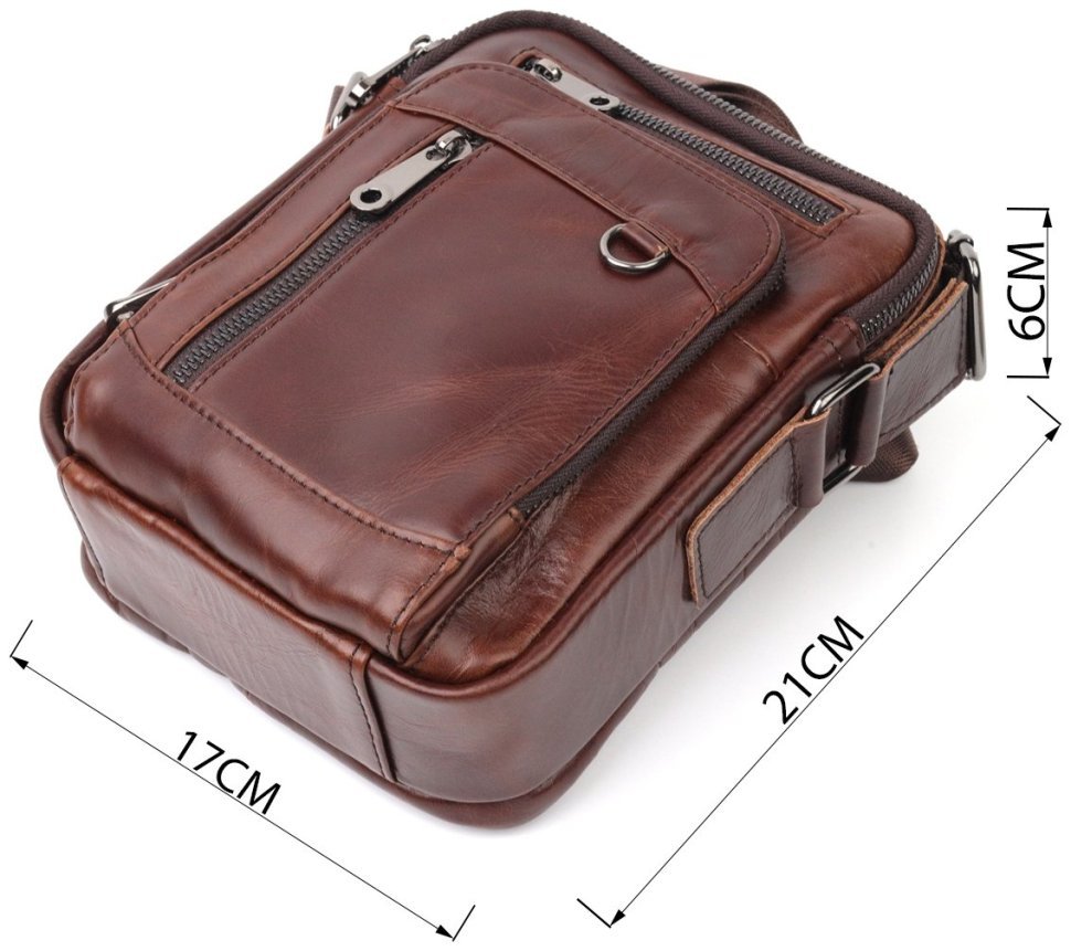 Мужская сумка-барсетка темно-коричневого цвета из натуральной кожи на два отдела Vintage (20829) modnotak фото №10