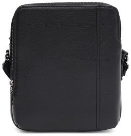 Качественная мужская кожаная сумка-планшет черного цвета Ricco Grande 71663