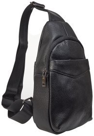 Шкіряний чоловічий слінг чорного кольору BUFFALO BAGS 81663