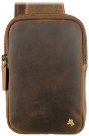 Світло-коричнева компактна чоловіча сумка-слінг із вінтажної шкіри Visconti 81963