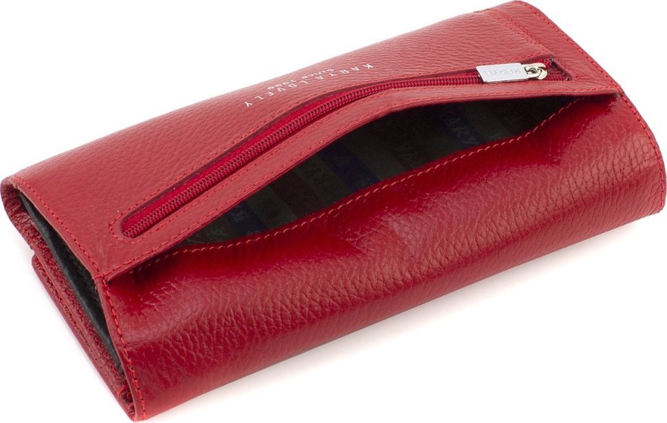 Функціональний жіночий гаманець із якісної натуральної шкіри червоного кольору KARYA (21889)