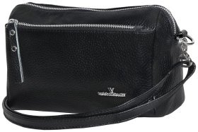 Компактна жіноча сумка зі шкіри флотар через плече Vip Collection 102363 чорного кольору