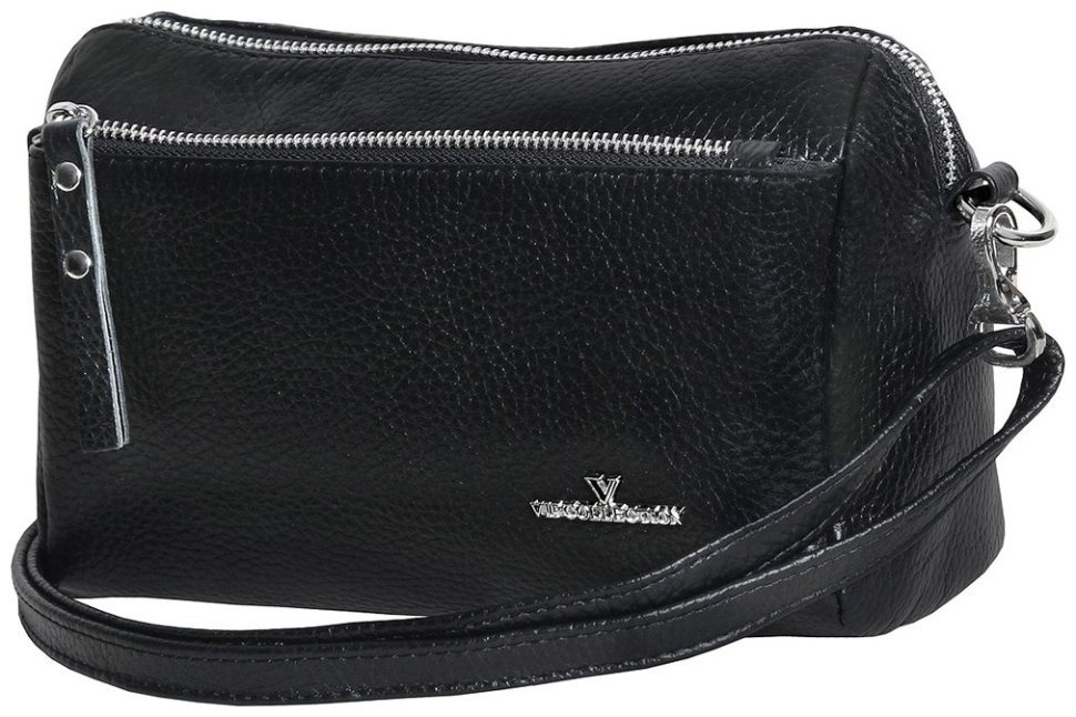 Компактная женская сумка из кожи флотар через плечо Vip Collection 102363 черного цвета modnotak фото №1