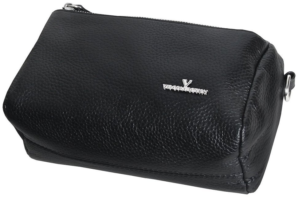 Компактная женская сумка из кожи флотар через плечо Vip Collection 102363 черного цвета modnotak фото №3