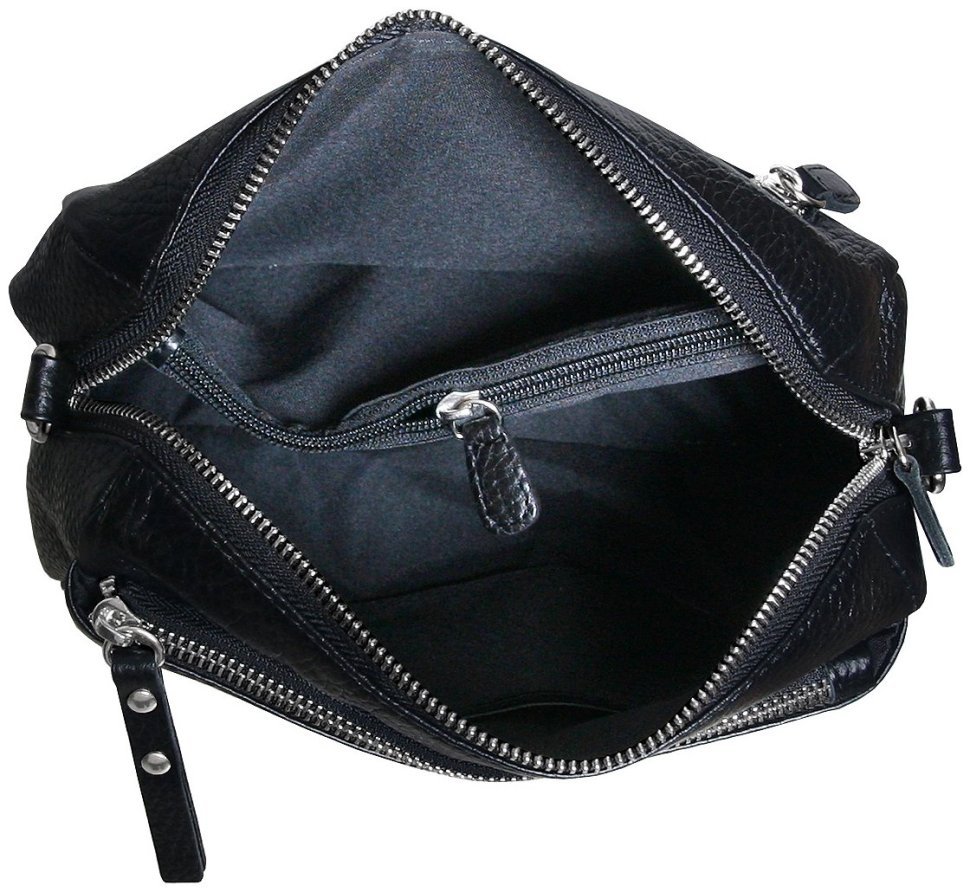 Компактная женская сумка из кожи флотар через плечо Vip Collection 102363 черного цвета modnotak фото №4