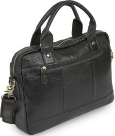 Черная мужская деловая сумка из натуральной кожи VINTAGE STYLE (14868)