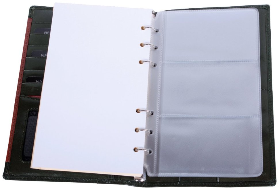 Кожаный блокнот органайзер Prestige зеленого цвета Vip Collection 102563 modnotak фото №3