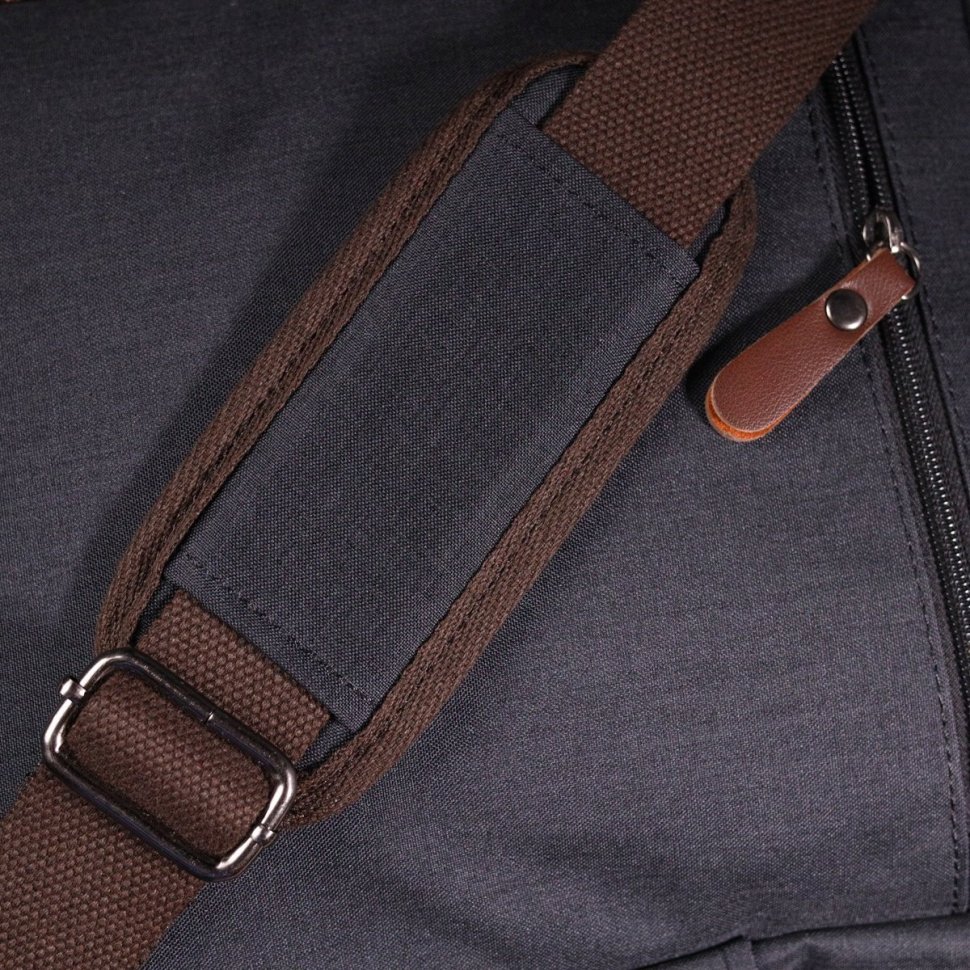 Вертикальна чоловіча сумка-барсетка із чорного текстилю Vintage (2421261)