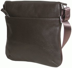 Чоловіча сумка планшет із натуральної шкіри через плече з клапаном на магніті Vip Collection коричневого кольору 102663