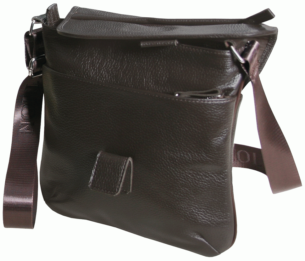 Мужская сумка планшет из натуральной кожи через плечо с клапаном на магните Vip Collection коричневого цвета 102663 фото №4 Мужская сумка планшет из натуральной кожи через плечо с клапаном на магните Vip Collection коричневого цвета 102663 modnotak фото №4