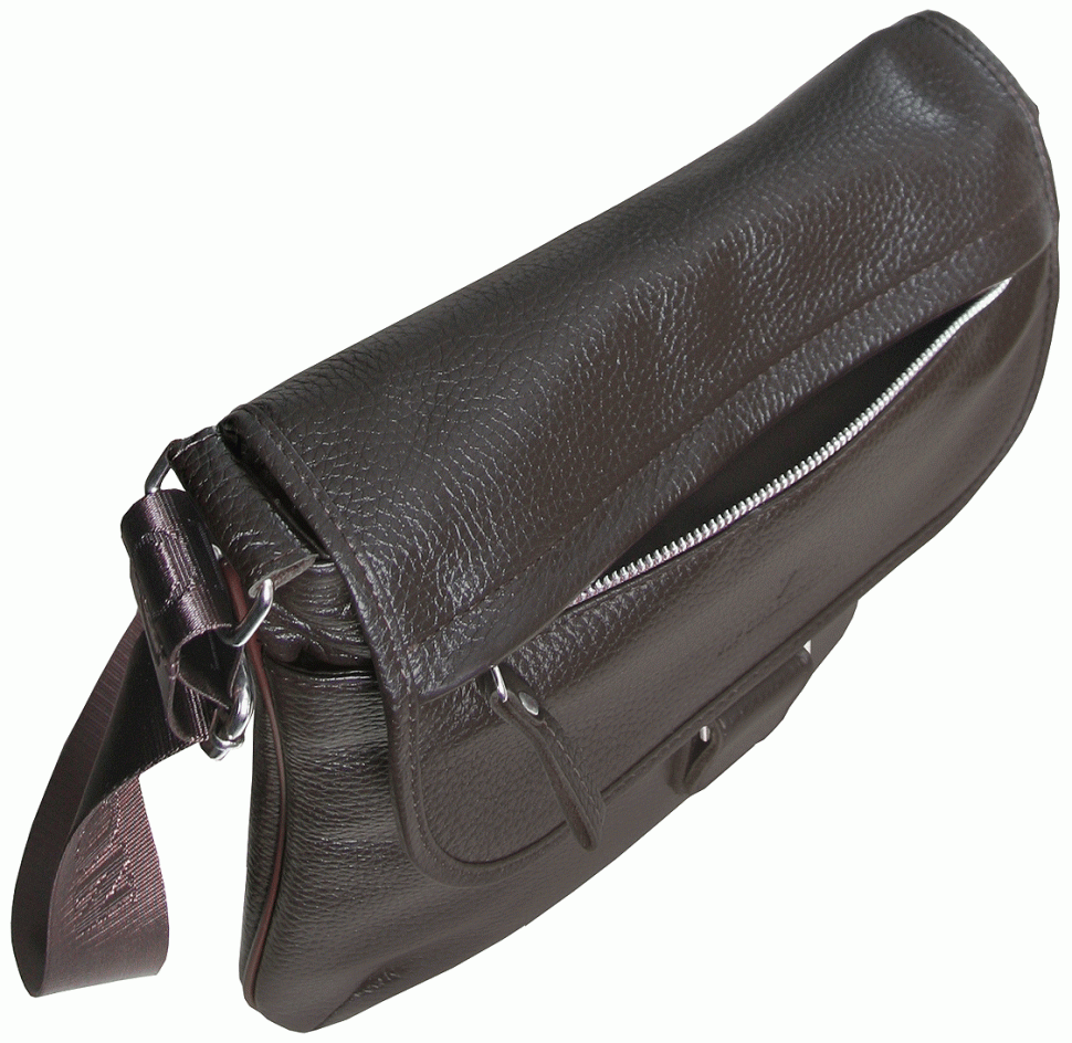 Мужская сумка планшет из натуральной кожи через плечо с клапаном на магните Vip Collection коричневого цвета 102663 фото №6 Мужская сумка планшет из натуральной кожи через плечо с клапаном на магните Vip Collection коричневого цвета 102663 modnotak фото №6