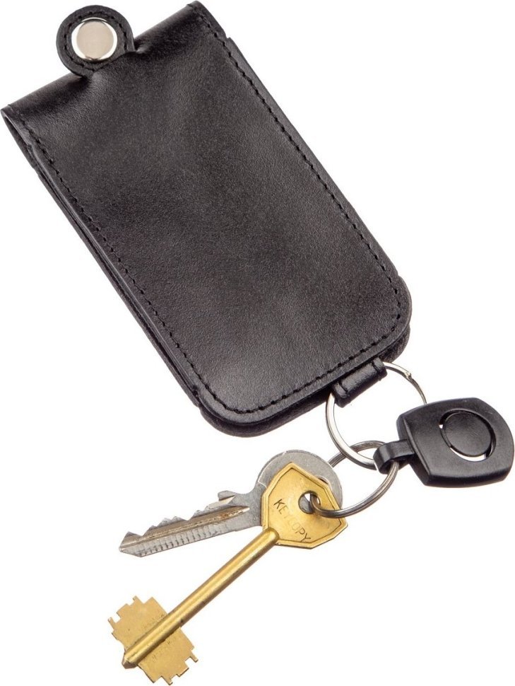 Компактна шкіряна ключниця чорного кольору SHVIGEL (2413961)