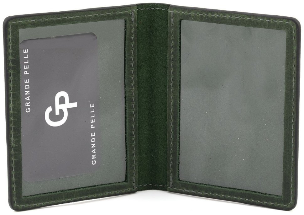 Обложка для офицерского удостоверения из матовой винтажной кожи Grande Pelle 82763 зеленого цвета modnotak фото №2