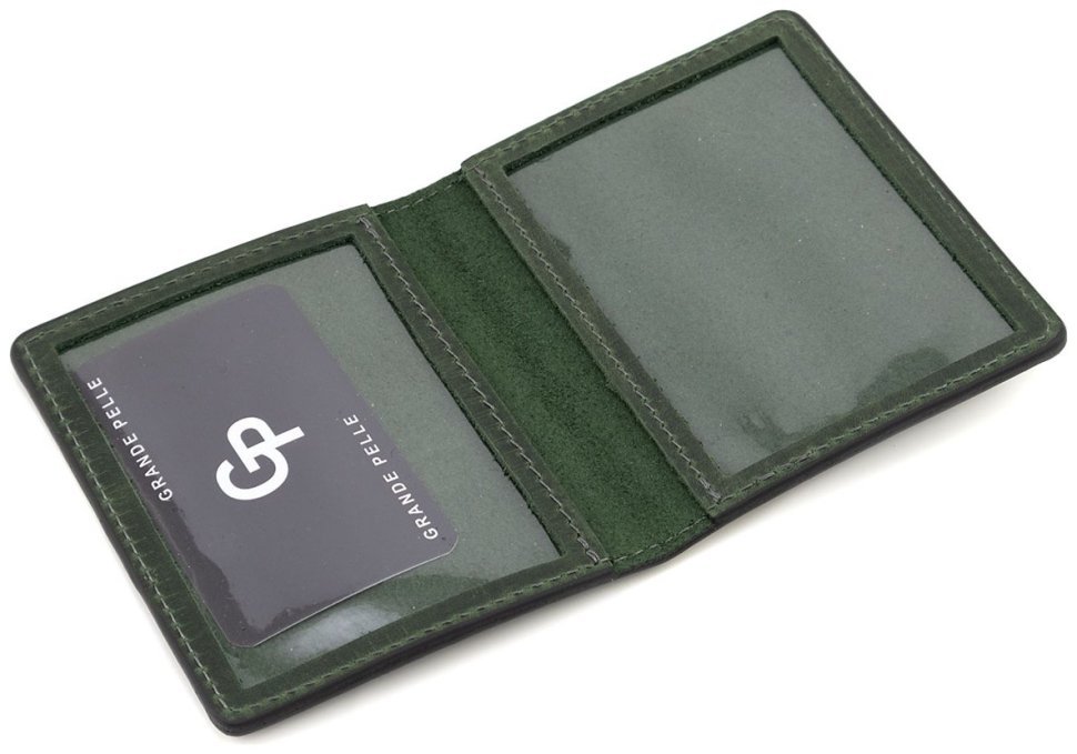 Обложка для офицерского удостоверения из матовой винтажной кожи Grande Pelle 82763 зеленого цвета modnotak фото №5