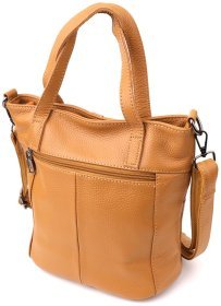 Яскрава містка жіноча сумка рудого кольору зі шкіри флотар Vintage 103163