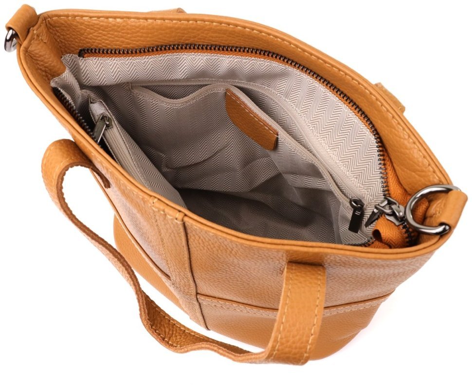 Яркая вместительная женская сумка рыжего цвета из кожи флотар Vintage 103163 фото №8 Яркая вместительная женская сумка рыжего цвета из кожи флотар Vintage 103163 modnotak фото №8