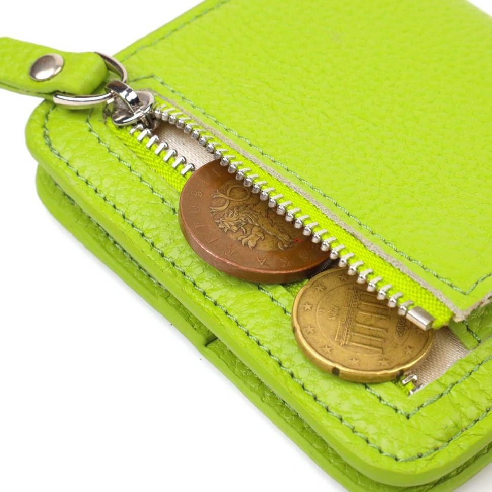 Салатовий жіночий гаманець невеликого розміру з натуральної шкіри CANPELLINI (2421799)