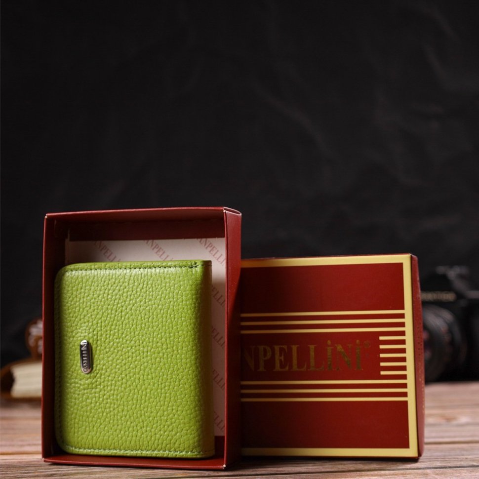 Салатовий жіночий гаманець невеликого розміру з натуральної шкіри CANPELLINI (2421799)