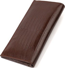 Чоловічий вертикальний купюрник коричневого кольору з натуральної шкіри з тисненням CANPELLINI (2421899)