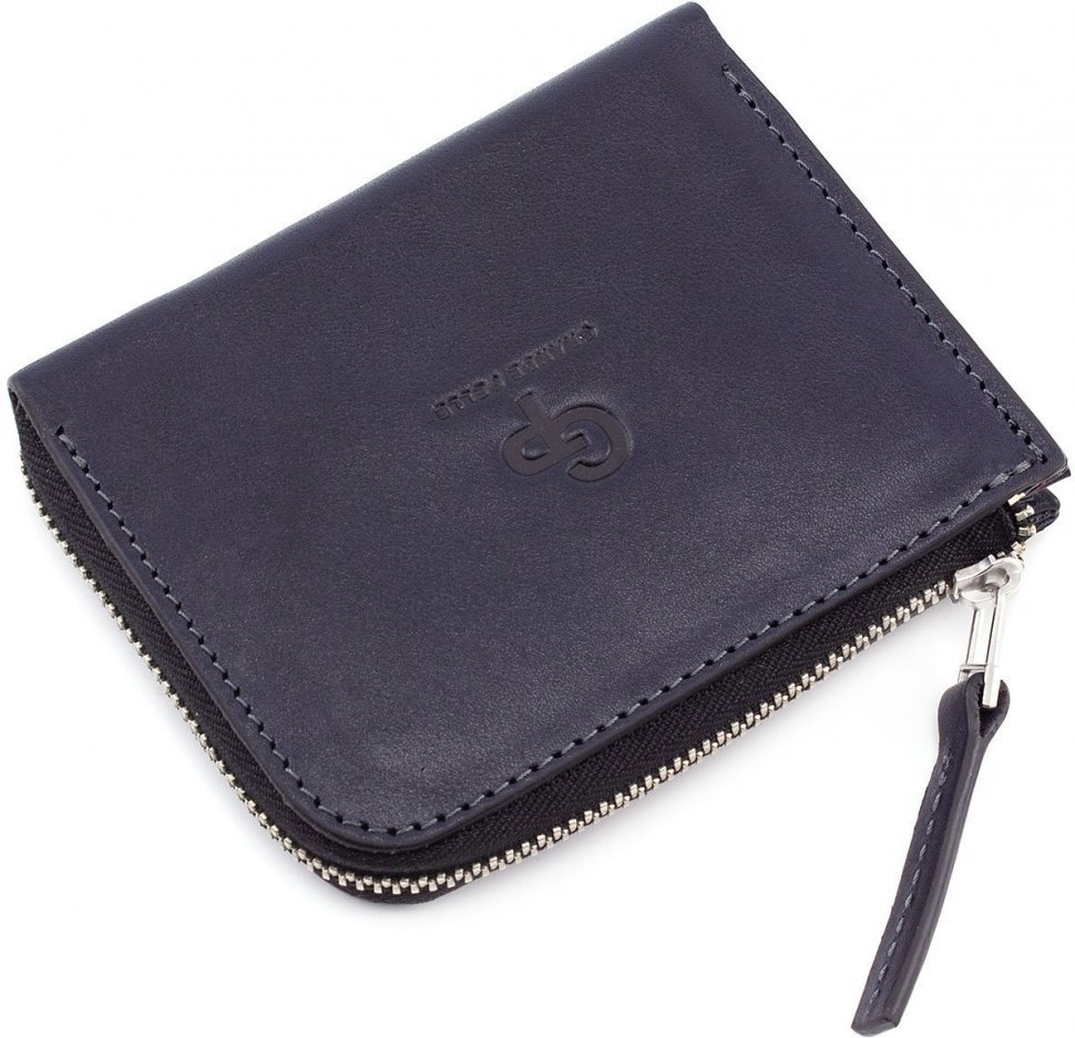 Повсякденний гаманець з гладкої шкіри темно-синього кольору Grande Pelle (13314)