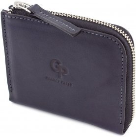 Повсякденний гаманець з гладкої шкіри темно-синього кольору Grande Pelle (13314)