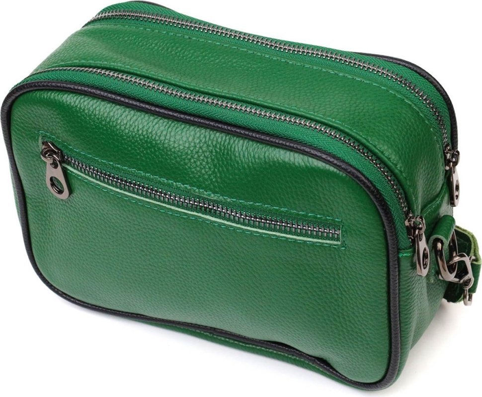 Жіноча зелена сумка-кроссбоді з натуральної шкіри на два відділення Vintage (2422113)
