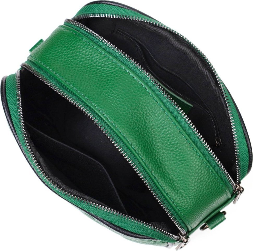 Жіноча зелена сумка-кроссбоді з натуральної шкіри на два відділення Vintage (2422113)