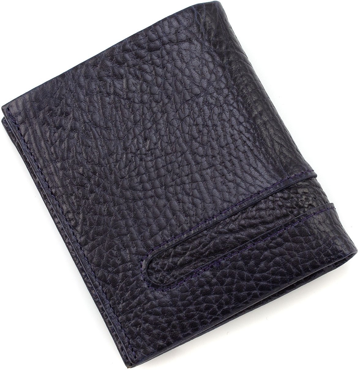 Темно-синий мужской тонкий кошелек из качественной кожи без фиксации KARYA (19835)