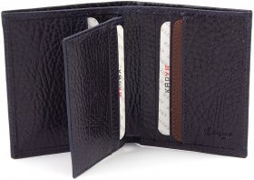 Темно-синій чоловічий тонкий гаманець із якісної шкіри без фіксації KARYA (19835) - 2