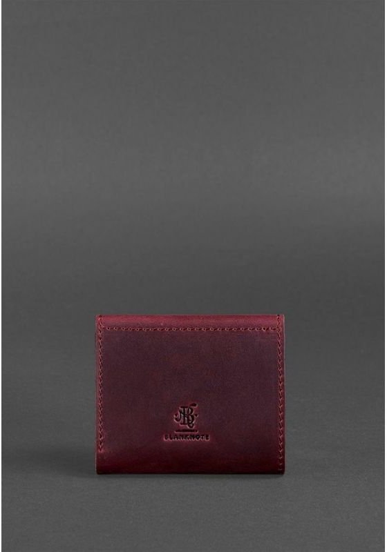 Бордовый кошелек из винтажной кожи на кнопке BlankNote (12503)