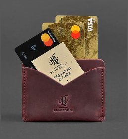 Винтажный картхолдер бордового цвета из натуральной кожи BlankNote (12245)