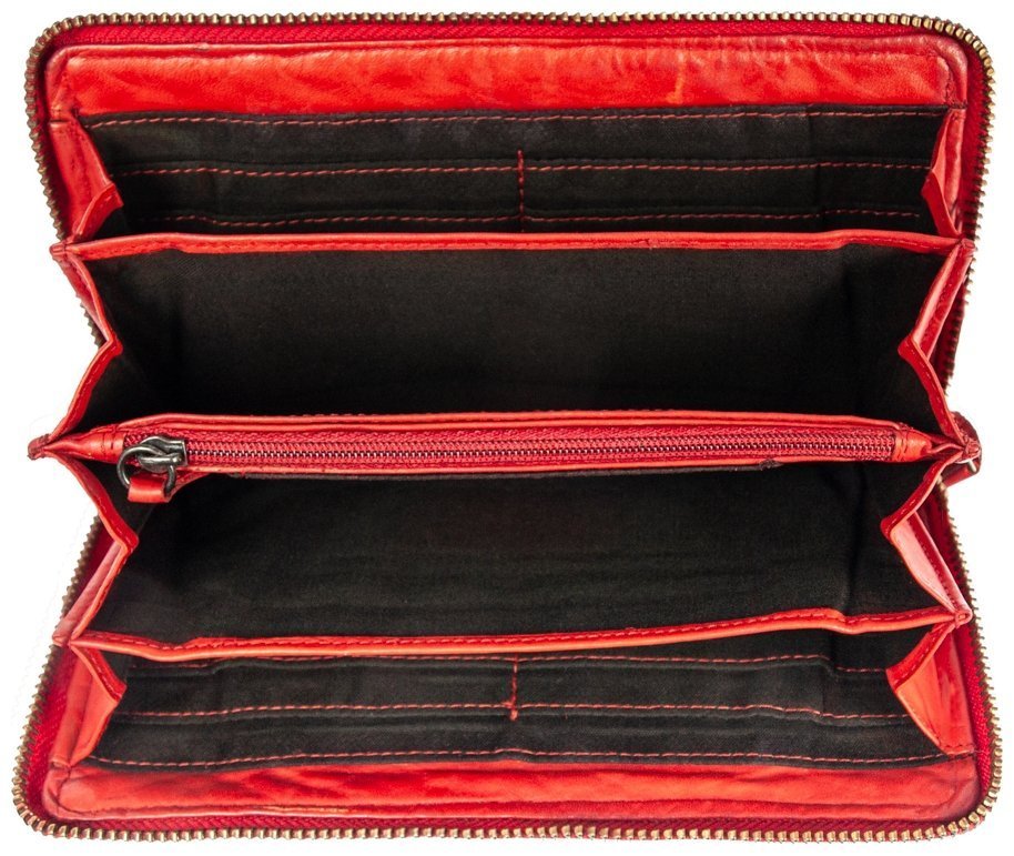 Вместительный женский кошелек из натуральной кожи с плетением Ashwood D81 94063 красного цвета фото №4 Вместительный женский кошелек из натуральной кожи с плетением Ashwood D81 94063 красного цвета modnotak фото №4