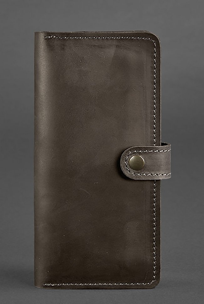 Купюрник темно-коричневого кольору з вінтажній шкіри з хлястиком BlankNote (12617)