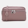 Женская сумка кроссбоди на 2 отделения из кожи флотар через плечо Borsa Leather 104563 фиолетового цвета modnotak фото - 2