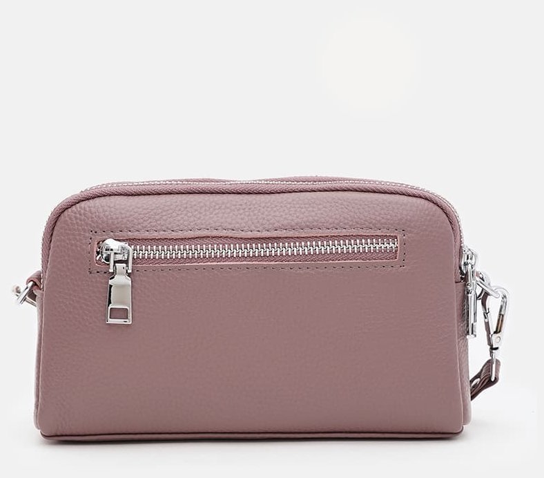 Женская сумка кроссбоди на 2 отделения из кожи флотар через плечо Borsa Leather 104563 фиолетового цвета modnotak фото №3