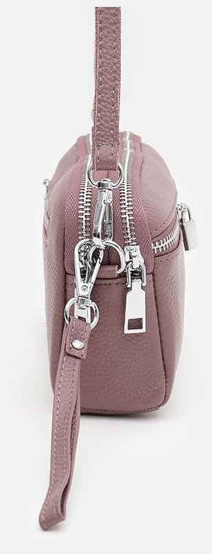 Женская сумка кроссбоди на 2 отделения из кожи флотар через плечо Borsa Leather 104563 фиолетового цвета modnotak фото №4