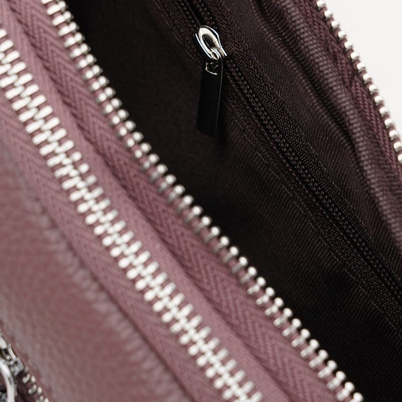 Женская сумка кроссбоди на 2 отделения из кожи флотар через плечо Borsa Leather 104563 фиолетового цвета modnotak фото №5