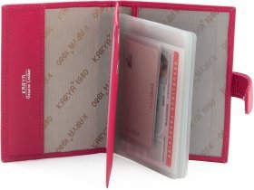 Розовая обложка для паспорта из натуральной кожи с фиксацией KARYA (443-040) - 2