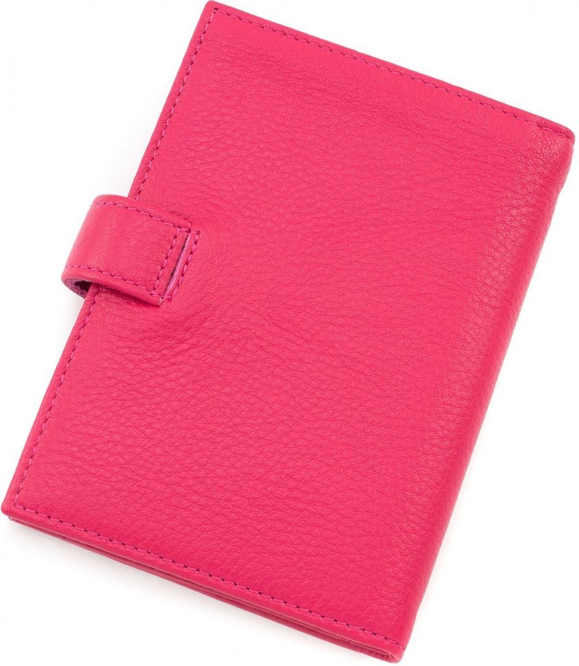 Рожева обкладинка для паспорта з натуральної шкіри з фіксацією KARYA (443-040)