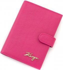Розовая обложка для паспорта из натуральной кожи с фиксацией KARYA (443-040)
