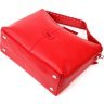 Вместительная кожаная женская сумка красного цвета на две молнии KARYA (2420849) - 3