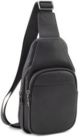 Слинг-сумка кожаная мужская Leather Collection 94563 черного цвета