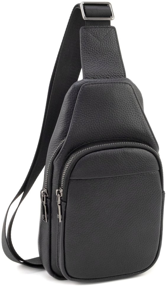 Слінг-сумка чоловіча шкіряна Leather Collection 94563 чорного кольору modnotak фото №1