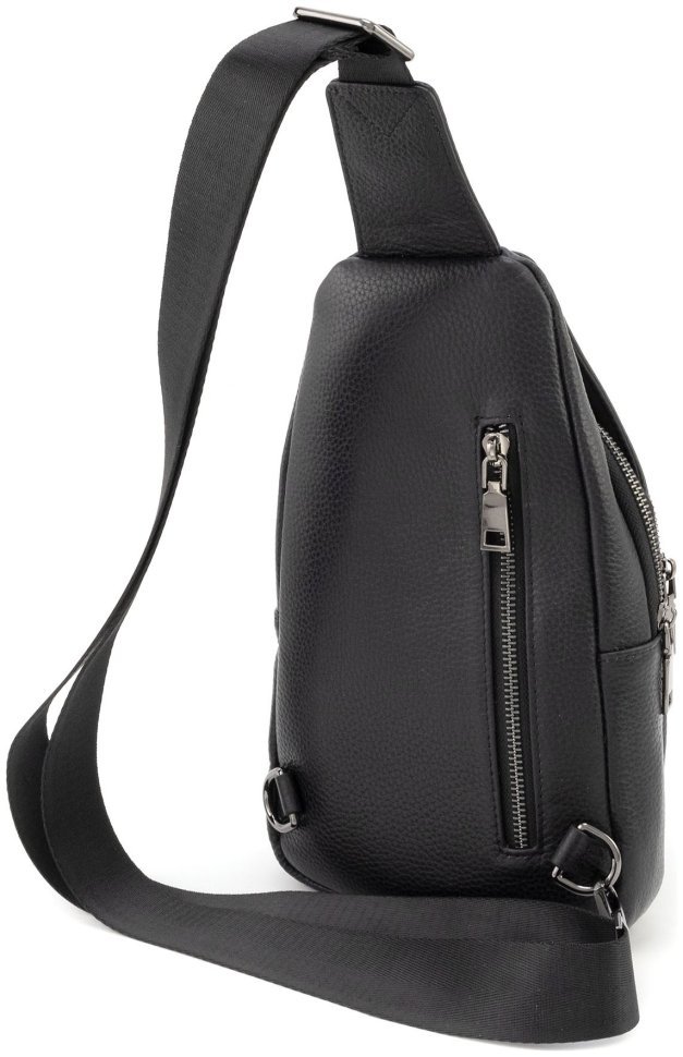 Слінг-сумка чоловіча шкіряна Leather Collection 94563 чорного кольору modnotak фото №3